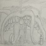 Skizze nach Laure Prouvost, Mother, 2021, Rauminstallation