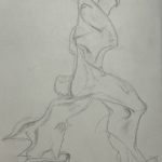 Skizze nach Umberto Boccioni, Forme uniche della continuità nello spazio (Einzigartige Kontinuität der Formen im Raum), 1913, Bronze