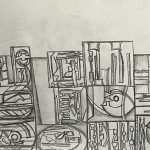 Skizze nach Louise Nevelson, Vision One (Vision eins), 1961, Holz, Lack